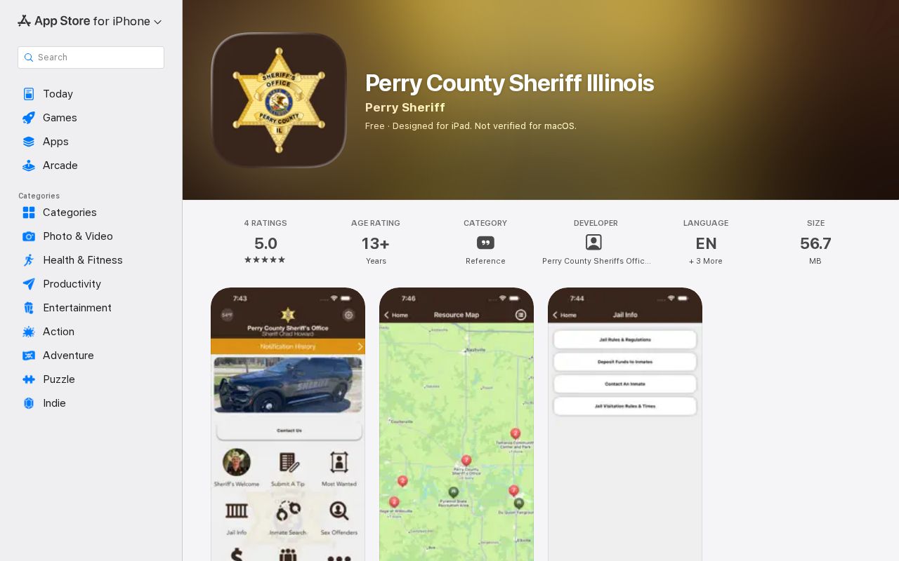 Perry County arrest search in the official sheriff iOS app