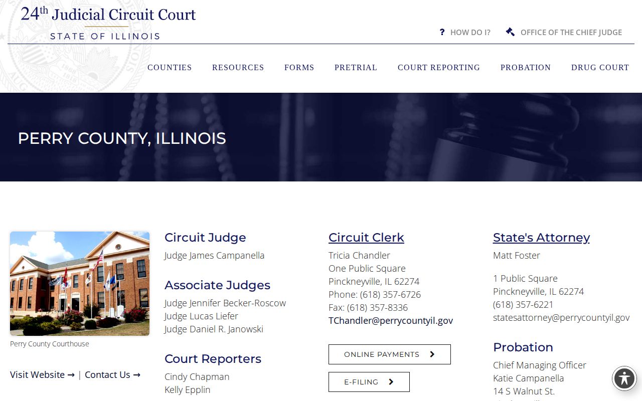 Perry County criminal court case offices in the 24th Judicial Circuit directory