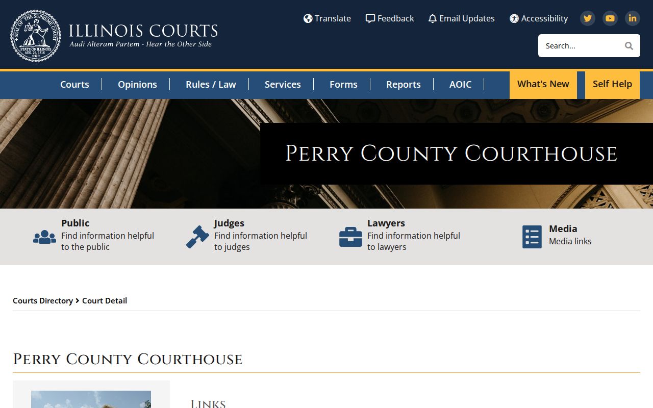 Perry County Courthouse criminal court case directory