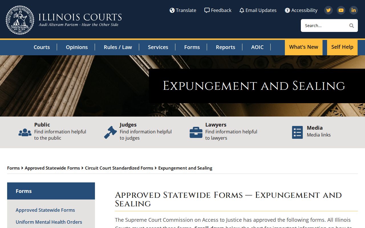 Perry County criminal record expungement and sealing forms