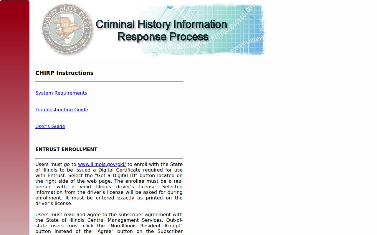 Perry County criminal records search through the CHIRP portal