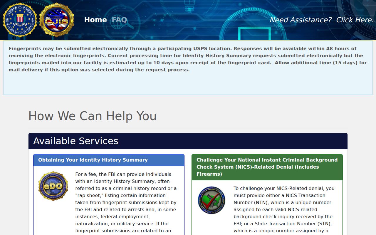 Tamaroa criminal records FBI identity history portal